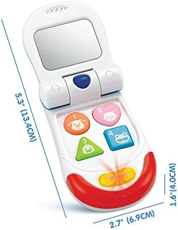 טלפון הפוך צעצוע לתינוקות - 4 כפתורי צליל ומוזיקה אינטראקטיביים פלוס רינגטון מציאותי - כולל מראה