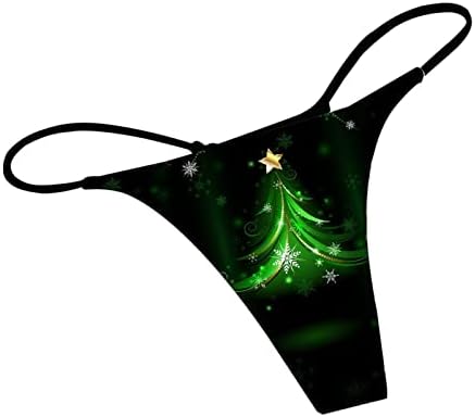 IIUS חוטיני חג המולד לנשים תחתונים סקסיים תחתונים שובבים רצועות מתיחה T-Gack תקצירים חג המולד