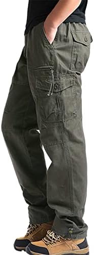Miashui סחר הוגן מכנסיים גברים גברים אופנה מזדמנים רוכסן רב -כיס אבזם מכנסי מטען זכרים מכנסי מטען לגברים