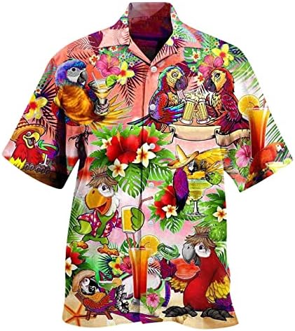 חולצה הוואי לגברים קיץ חוף חוף דק-כפתור כפתור למטה חולצות שמלה הטרופית הדפס טרופי חולצת שמלה שרוול קצר