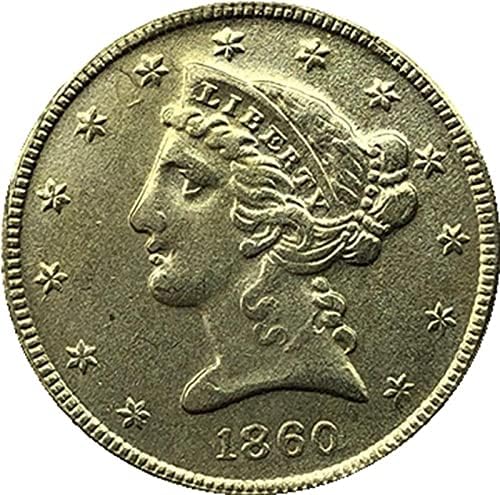 1860 אמריקה ליברטי מטבע נשר מטבע מצופה זהב מצופה זהב מעתק מטבע מועדף מטבע זיכרון מטבע אספנות מטבע מזל מטבע