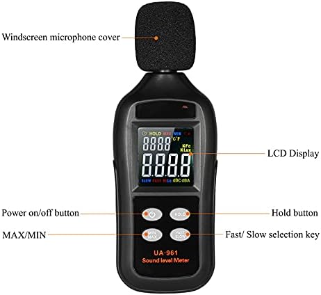 WYFDP רמת צליל דיגיטלי מד LCD 35-135DB נפח רעש מדידת מדידת מכשיר דציבלים בודק ניטור עם מצב החזקה