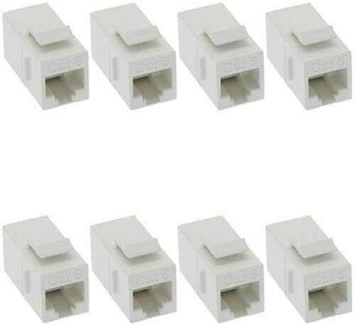 8x Cat6 RJ-45 F/F מצמד אתרנט מצמד הצמד ג'ק-אין צלחת אבן מפתח לבנה