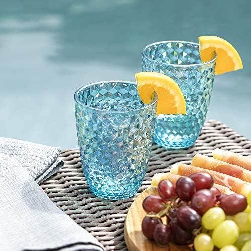 כוס קצרה מפלסטיק טריטן חסינת ניפוץ בלפורטה, סט של 4, 12 אונקיות-כוסות שתייה של לגונה ביץ ' - כוסות