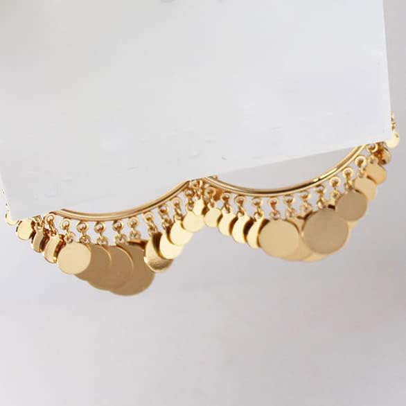 בוהמי נברשת טאסל פאייטים להתנדנד זרוק עגילי זהב פיליגרן עגילי מטבע דיסק חישוק עגילים לנשים בנות