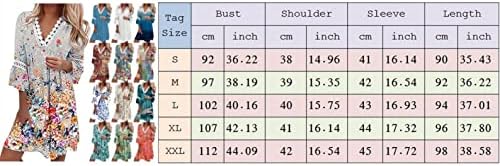 שמלות קיץ לנשים 2022 פלוס פרוע שכבה בגודל 3/4 חולצות שרוול חצוצרה נ 'צוואר שמלה ארוכה חוף חוף