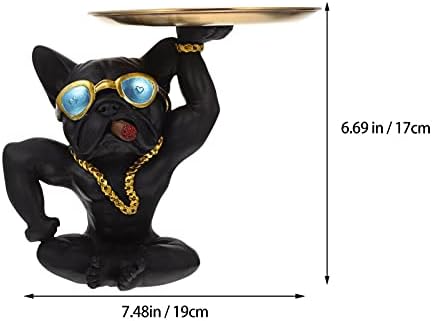 מחזיק טלפון סלולרי של המוטון מגש תכשיטים תכשיטים דקורטיביים תכשיטים שרף שרף כלב שחור פסלון שולחן
