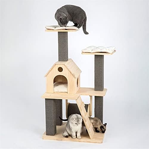 מוצק עץ חתולי עץ טיפוס מגדל קן חתולי עץ בית חתולי כושר מסגרת אילם נושאות רץ טחינת צעצוע