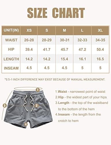 Qibabu Mens 5 '' מכנסיים אתלטי כותנה קצרים מותניים אלסטיים כיסי אימון מזדמנים אימון פיתוח גוף מכנסיים