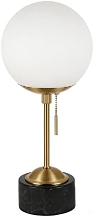 רייגן 17.75 מנורת שולחן גבוהה עם צל זכוכית בפליז/ שיש שחור/ חלב לבן