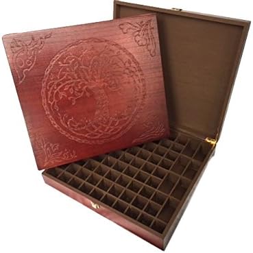 קופסת אחסון עץ שמן אתרי Puraviva Deluxe עבור 76 בקבוקים מאת Purava Essentials