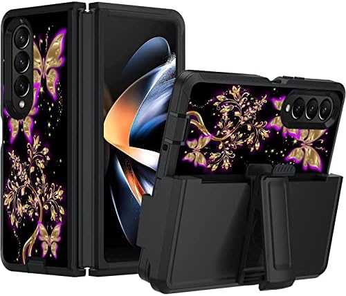 Janenfna עבור סמסונג גלקסי Z Fold 4 Case, Galaxy Z Fold 4 Case עם קליפ חגורת נרתיק, מארז מחוספס עם זעזועים עם קיקסטנד