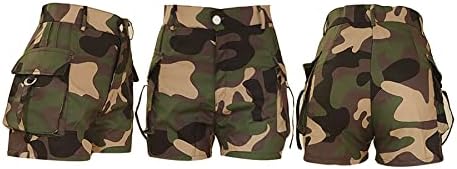 מכנסיים קצרים מזדמנים של נשים עם מותניים גבוהים מכנסיים קצרים של מטען צבא מכנסי קיץ עם כיסים
