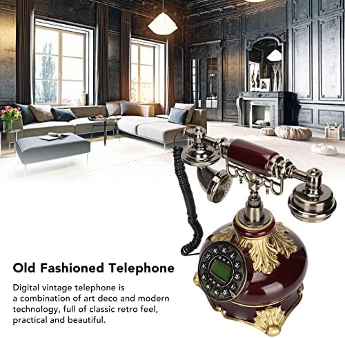טלפון עתיק של VbestLife, חיוג סיבוב רטרו רטרו מיושן טלפון קווי לתפאורה של קפה בית קפה, כפתור טלפון וינטג