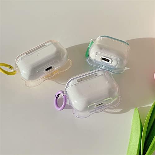 התואם ביותר ל AirPods 3 מארז TPU ברורה רכה עם עיצוב קשת תלת מימד חמוד כיסוי מחזיק מפתחות אטום