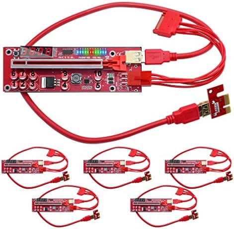 6Pack PCI-E Riser 1X עד 16X כרטיס Riser Ver013 Pro PCIE מתאם מתאם עם 10 קבצים מוצקים עבור אסדות