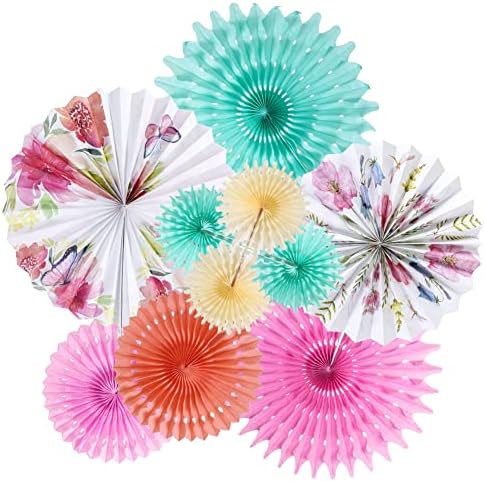 חבילה של Sunbeauty של 10 פרחי נייר קישוטים למאוורר נייר קיר קישוט כיתת נייר תפאורה פרחונית תפאורה נייר