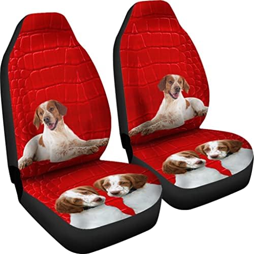 כרית בריטני כלב על אדום הדפסת רכב מושב מכסה כושר אוניברסלי רכב מושב מכסה-בריטני כלב על אדום הדפסת רכב