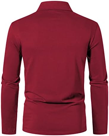 חולצות פולו שרוול ארוך של גברים ווטרוואנג, חולצות פולו גולף כותנה בכושר דק מעוצב בסיסי