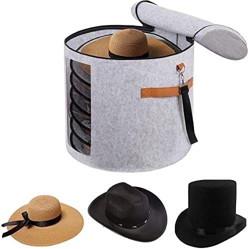 Yofuhope 19 D x 17 H קופסת כובע, קופסאות אחסון לכובע לנשים וגברים, מארגן קופסאות כובע קאובוי, קופסאות