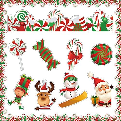 72 יחידות חג המולד סוכריות לוח מודעות גבולות סט סוכריות מגזרות בכיתה קישוט עם דבק נקודת נקודות חג המולד
