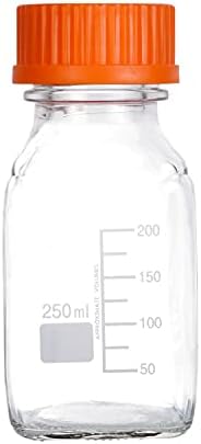 פסטאין 10 חתיכות 250 מיליליטר בקבוק מדיה מזכוכית מרובעת בקבוק אחסון בוגר עם כובע כתום פוליפרופילן 45