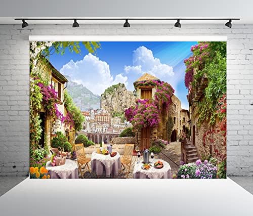בד בלקו 9 * 6 רגל אירופה עיר עתיקה עתיקה איטליה רקע צילום טוסקנה אביב פרחוני רחוב קפה מסעדת הרי עיר