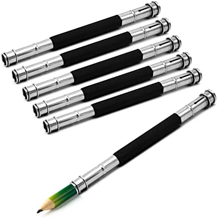 מרחיבי עיפרון 6 יחידות מכשיר צימוד צימוד כלי עיפרון מתכווננים לבית ספר, משרד, סקיצה, אמנות, כתיבה