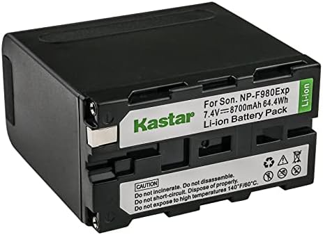 Kastar 1-Pack NP-F980EXP סוללה ו- CH04 מטען מהיר כפול תואם ל- Sony DCR-TRV103 DCR-TRV110 DCR-TRV120 DCR-TRV125