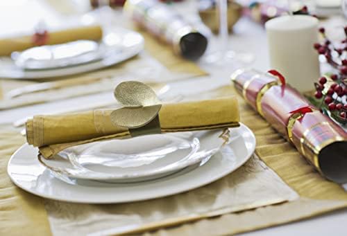סט וונרקסין של 6 מפיות מפיות זהב טבעות לשולחן האוכל חג המולד של חג האהבה, חתונה, חג ההודיה, מסיבה,