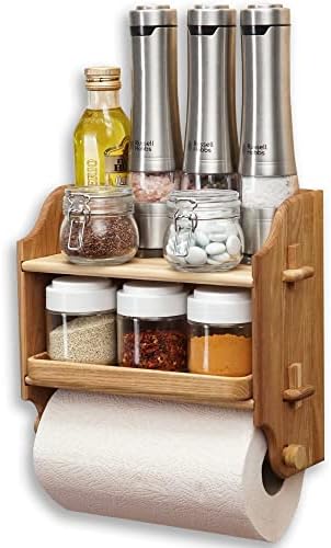 Wood Wedge, Premium Premium Rack Pracice Spice, מדף עץ למחזיק מעץ הקיר למטבח, חדר אמבטיה, מארגן