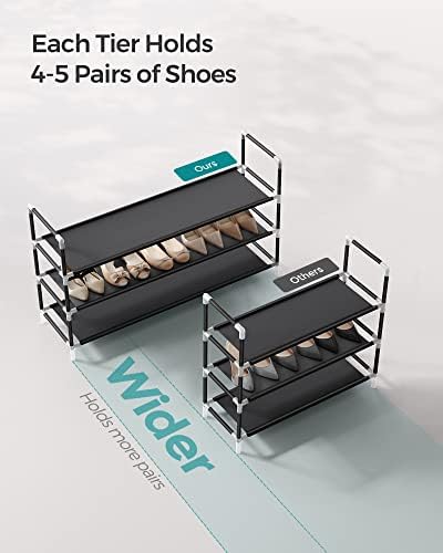 Songmics מתלה נעליים עם 3 שכבות עם מדפים לכניסה לארון, ulsh053b01 שחור