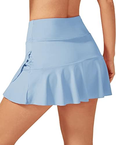 חצאיות טניס של G4Free לנשים עם כיסים קפלים חצאיות ספורט אתלטיות עם מכנסיים קצרים מותניים גבוהים