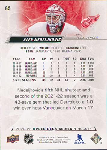 2022-23 סיפון עליון 65 אלכס נדליקוביץ 'דטרויט כנפיים אדומות סדרה 1 כרטיס מסחר בהוקי NHL