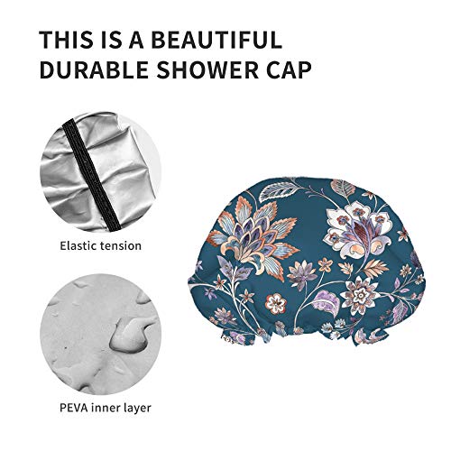 Moslion וינטג 'עלים פרחוניים כובע מקלחת אמבטיה כובע אלגנטי פייזלי מרקם פריחה אמנות מופשטת כובעי