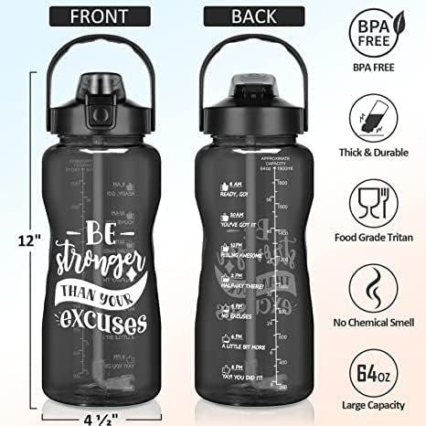 חצי ליטר בקבוק מים עם שרוול 64 גרם בקבוק מים עם קש וקש כדי לשתות כד מים מוטיבציוני אטום דליפות עם ספורט