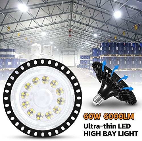 אורות LED UFO 60W 10000LM HIGH BAY BAY LED אורות-6000K-6500K אור יום לבן אורות LED דקים אורות מחסן LED