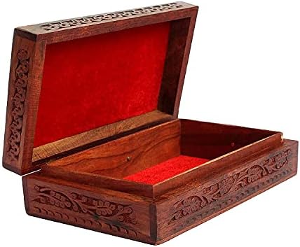 קופסת תכשיטים מעץ בעבודת יד לנשים מארגן תכשיטים מגולפת ביד עם מתנת גילופים מורכבת