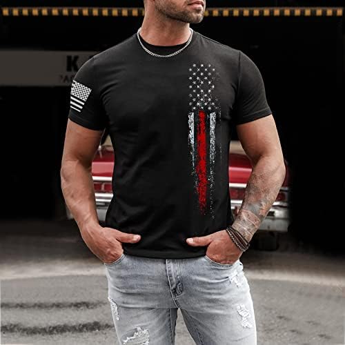 חולצות T פטריוטיות של Ruiruilico לגברים 4 ביולי אמריקה דגל הקיץ הקיץ שרוול קצר שרוול נוח טוניקה