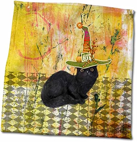 3 דרוז מופתע כובע חתול שחור, עיצוב מופשט יהלום, 31, כתום - מגבות