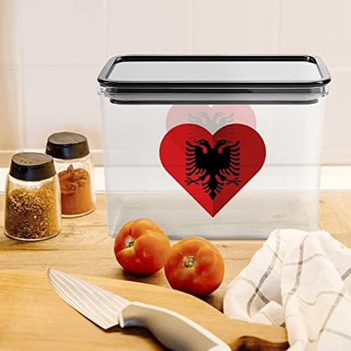 אלבניה שטוח לב דגל פלסטיק אחסון תיבת מזון אחסון מכולות עם מכסים אורז צנצנת אטום דלי למטבח ארגון