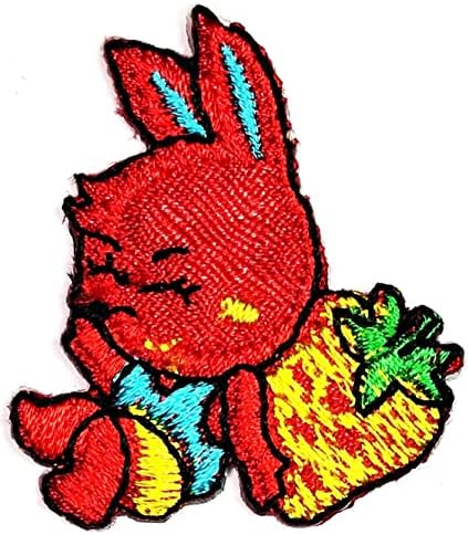 קלינפלוס מיני שינה קטן ארנב קריקטורה ילדים ברזל על תיקוני אדום ארנב אופנה סגנון רקום מוטיב אפליקצית קישוט