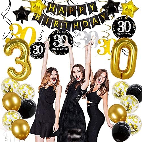 קישוטים ליום הולדת 30 לגברים נשים עיצוב מסיבת יום הולדת 30 קישוטי יום הולדת 30 שנה בלונים מעל מסיבת
