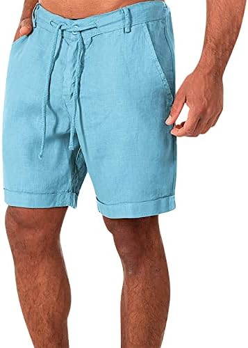 מכנסיים קצרים של גברים קצרים ספורט כותנה פשתן מכנסיים קצרים מזדמנים של פיג'מה מכנסיים קצרים בכיס מכנסיים