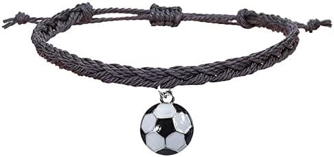 צמידי כדורגל צמידי כדורגל מסיבת כדורגל מעדיפה חרוזי כף יד שחור לבן חום לבן חרוזי כדורגל כדור השראה מתכוונן לבני