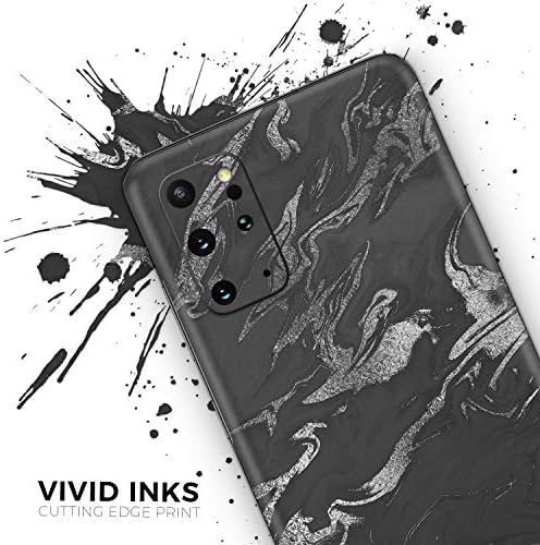 עיצוב Skinz שחור וכסף מערבולת שיש V3 מגן על דבקות ויניל עטיפת עור תואם לתאריך Samsung Galaxy S20