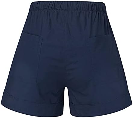מכנסי פשתן לנשים בתוספת מכנסי ברמודה בגודל חוף חופשה בחוף מכנסי קמפינג נושמים עם כיסים