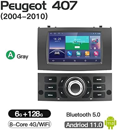 Huebra Android 11 7 אינץ 'רדיו רכב תואם ל- Peugeot 407 2004-2010 GPS Video Video Video Stereo