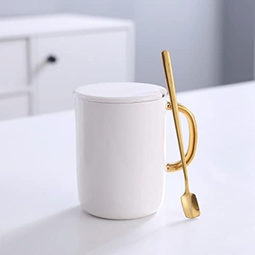 קרמיקה WJCCY עם מכסה כפית ארוחת בוקר לבנה קפה כוס חלב כוס משרד מתנה לכלי בית משרד