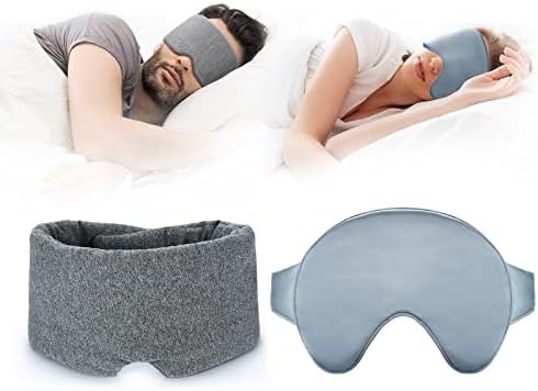 מסכת שינה של Freshme - מסיי משי וכותנה עין לשינה חוסמת אור כיסוי עיניים מתכוונן לנשים גברים לילה שינה